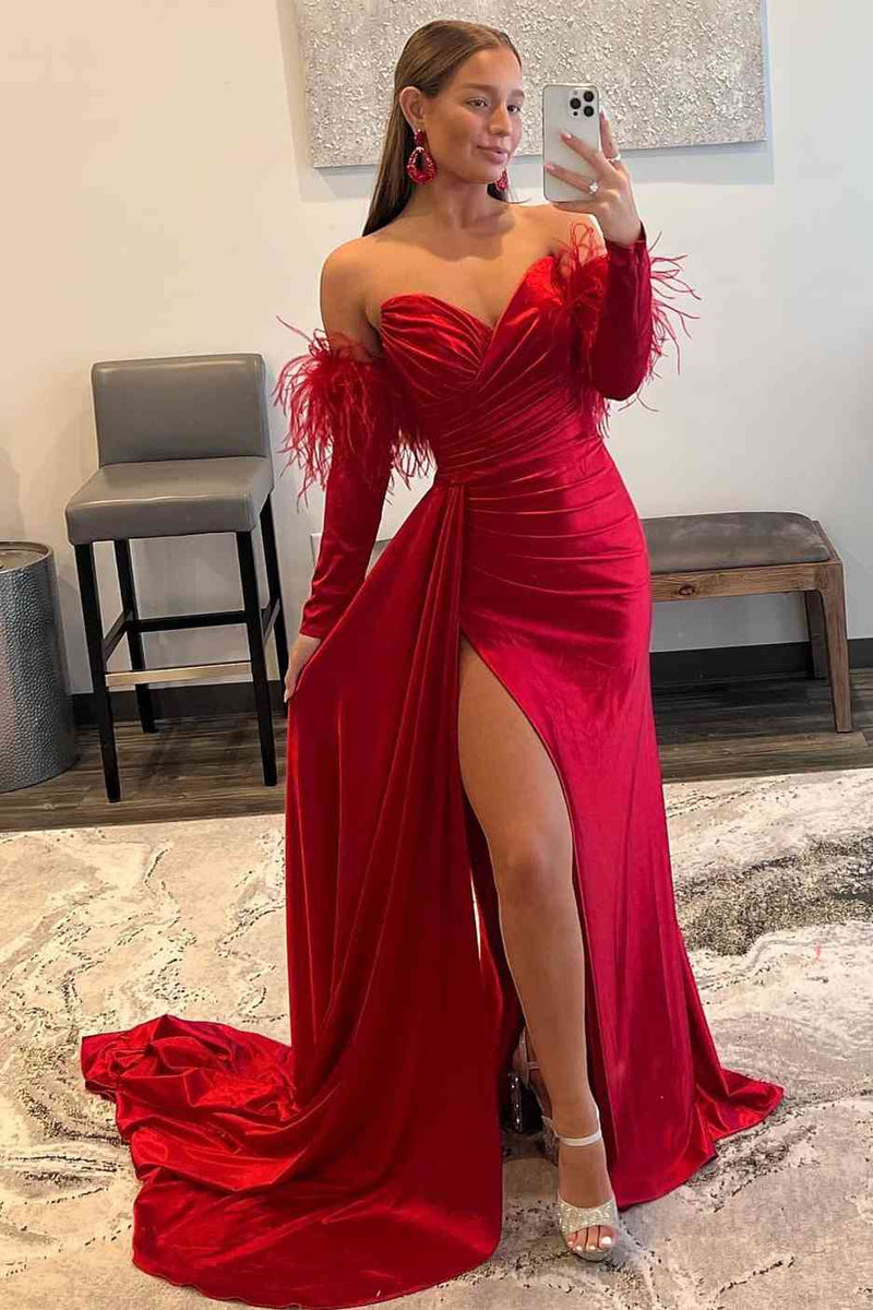 red dress with sleeves